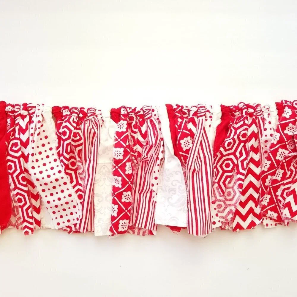 Red Chevron | Summer Camp Banner | Christmas Decor, Fabric Banner, 7'